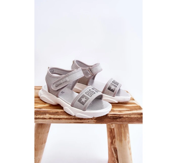 Dziecięce Sandałki Na Rzep Big Star LL374194 Srebrne