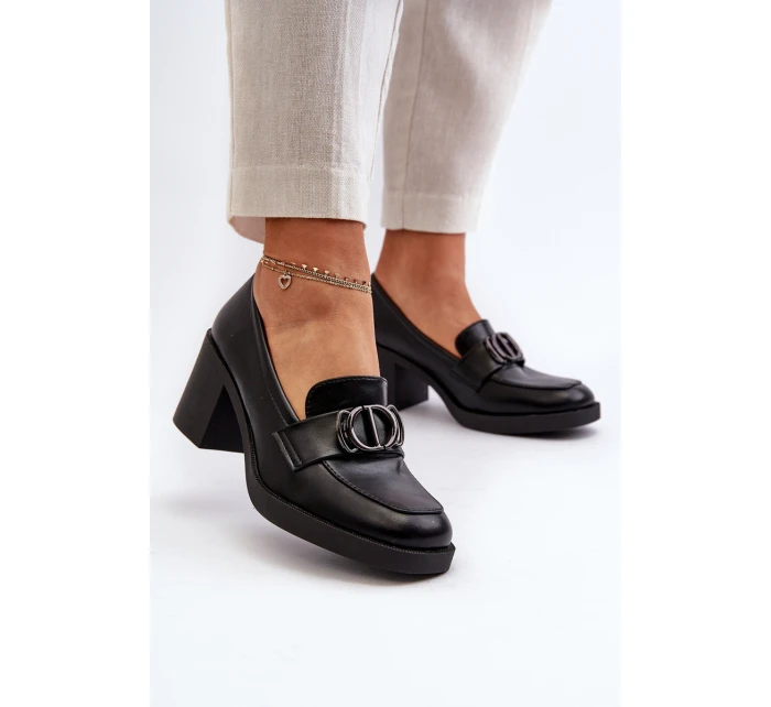 Dámské lodičky na podpatku s ozdobou černé model 21655254 - Boto