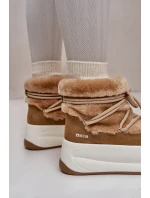 Skórzane Śniegowce Damskie Na Grubej Podeszwie Z Futerkiem Big Star OO274A207 Brązowe Skórzane Śniegowce Damskie Na Grubej Podeszwie Z Futerkiem Big Star OO274A207 Brązowe