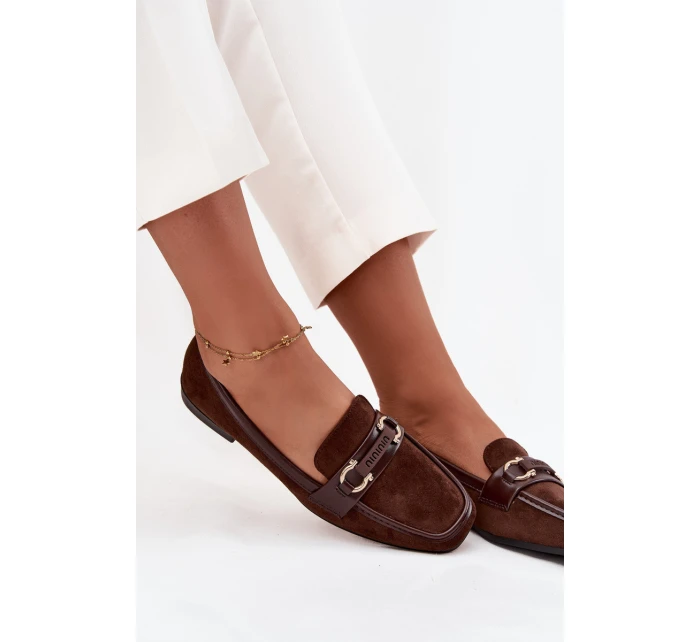 Dámske mokasíny s ozdobnými detailmi Evelora - čokoládové Dámske mokasíny s ozdobnými detailmi Evelora - čokoládové