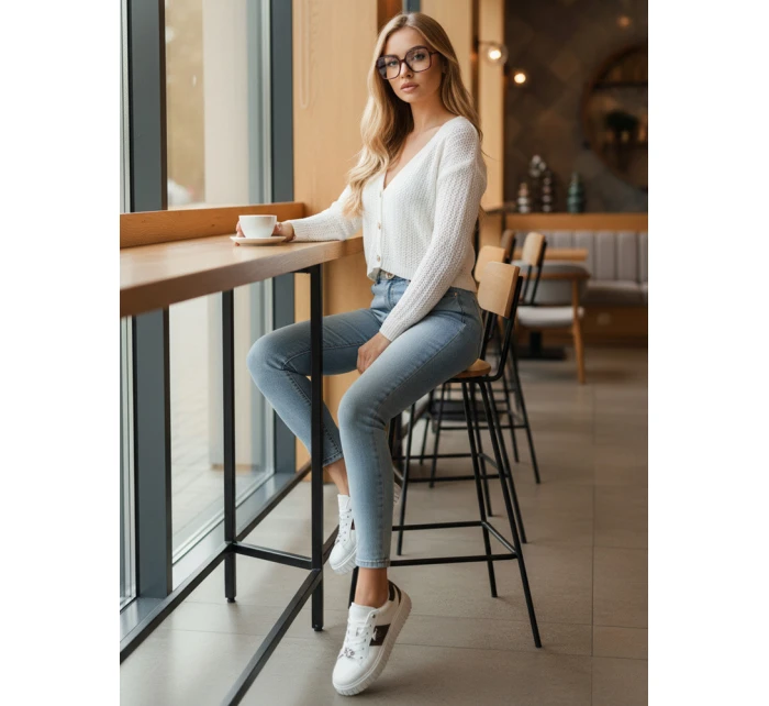 Dámsky ažurový sveter GOFFY white FashionStreet MY2278