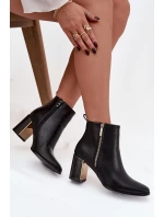 Dámské kotníkové boty na podpatku z eko kůže černé model 21747901 - Boto
