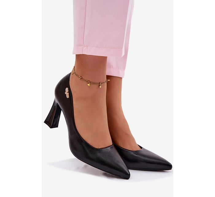 Elegantní Lodičky na Podpatku model 22100000 Černé - VINCEZA