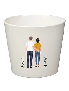 Bílý keramický květináč s párem - malý