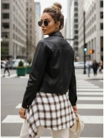 Dámska kožená bunda čierna FashionStreet TY5539