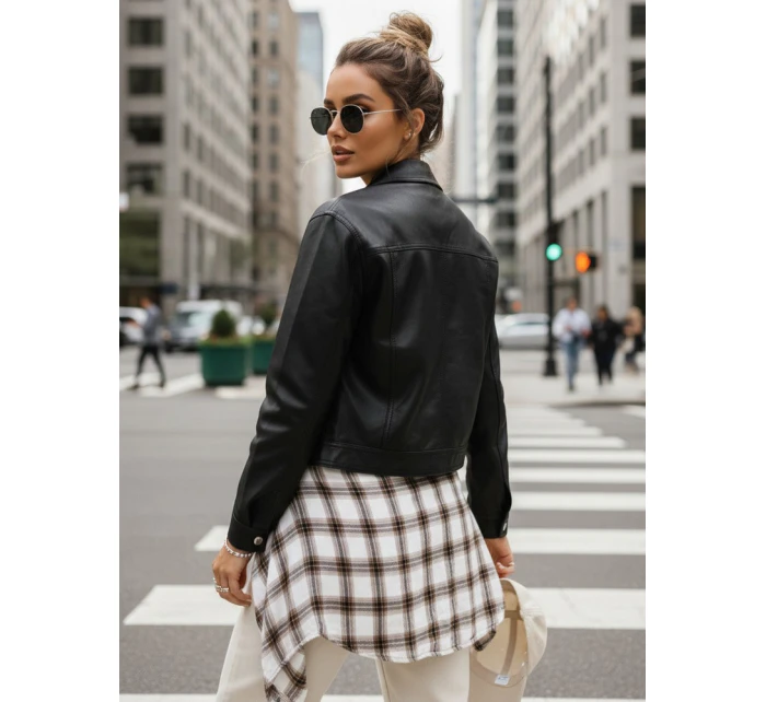 Dámska kožená bunda čierna FashionStreet TY5539