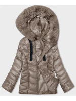 Krátká zimní bunda v barvě cappuccino s kapucí model 21246227 - J.STYLE