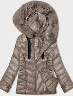 Krátka zimná bunda s kapucňou cappuccino (5M3138-84)