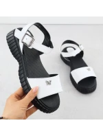 Dámské kožené sandály na podrážce s vzorem bílé model 21905006 - FILIPPO