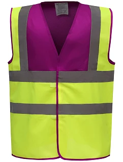 Bezpečnostná vesta Yoko HVW 100 Hi-Vis 79.W100 malinová/výrazne žltá