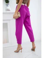 Kalhoty Summer Punto se zapínáním na nohavice tmavě fialová