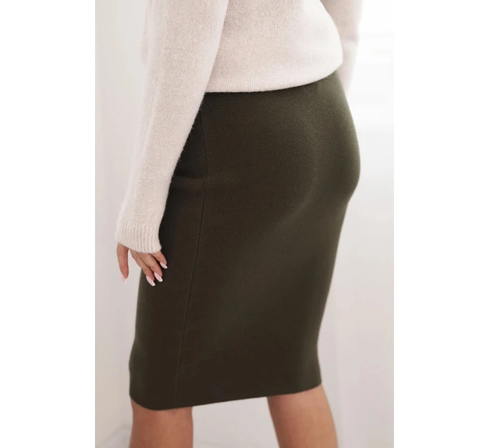 Dámska sukňa z elastického viskózového úpletu khaki