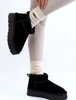 Modne Zamszowe Niskie Śniegowce Czarne Nucca