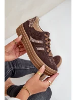 model 21679935 Semišové Sneakersy Na Platformě Leopardí Čokoládové - Zazoo