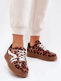 Damskie Sneakersy Na Platformie Panterka Brązowe Totter