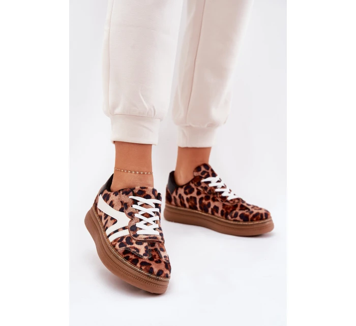 Damskie Sneakersy Na Platformie Panterka Brązowe Totter Damskie Sneakersy Na Platformie Panterka Brązowe Totter