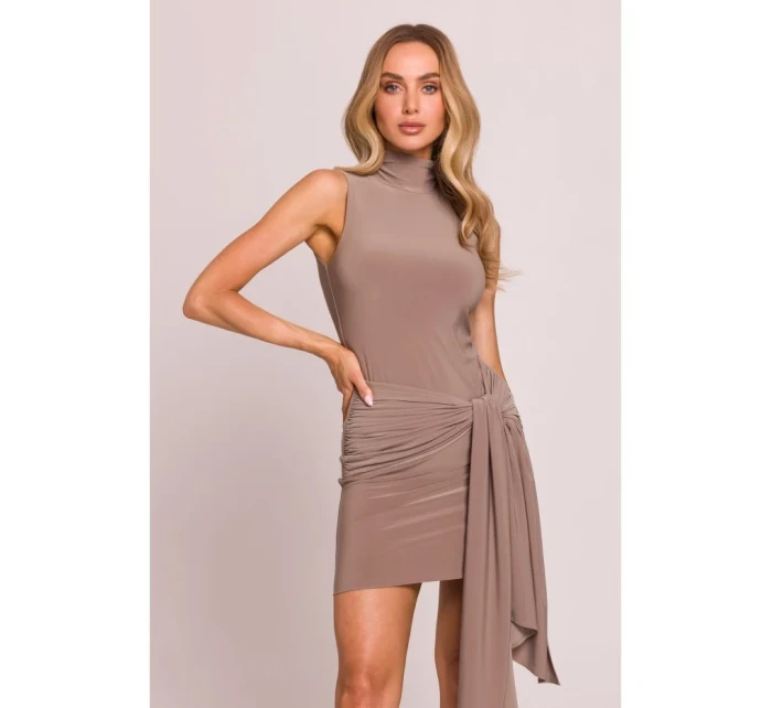 M841 Mini šaty so zaväzovaním vpredu - béžové