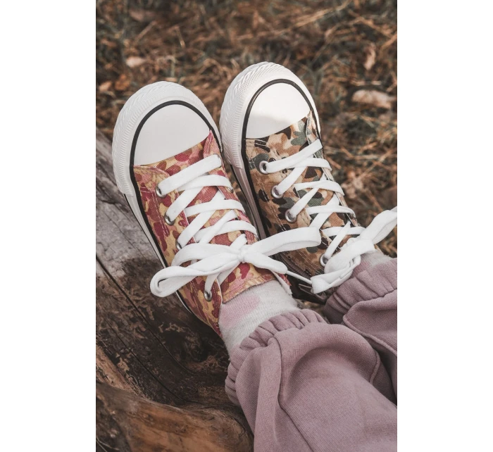 Dětské vysoké tenisky s zipem Béžová a zelená Filemon