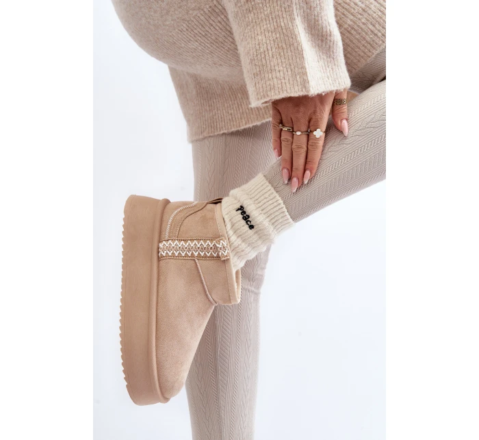 Sněhule na platformě s vzorem béžové model 21645932 - Boto