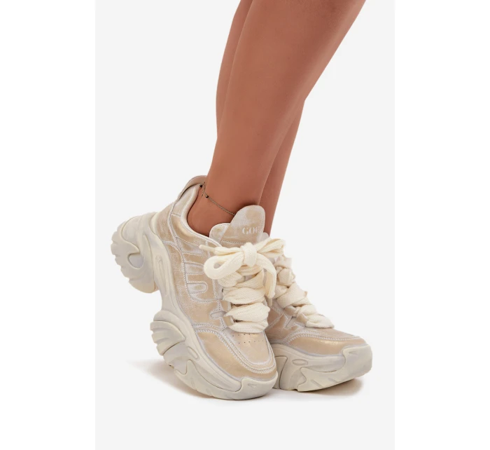 Kožené dámské tenisky model 21711755 Zlaté - Goe