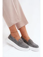 Kožené Semišové Polobotky Dámské Na Platformě  Tmavě Šedé model 22126225 - VINCEZA