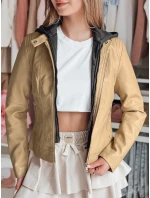 Dámská kožená bunda s kapucí beige Dstreet model 21981903 - FashionStreet