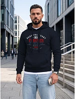 Pánská mikina s kapucí a kapesem na hrudi s potiskem, tmavě modrá, FashionStreet NX5150BX Pánská mikina s kapucí a kapesem na hrudi s potiskem, tmavě modrá, FashionStreet NX5150BX