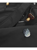 Čierno-šedá dámska nepremokavá bunda s kožušinovou podšívkou (m-933)