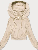 Krátka mikina s kapucňou ecru (8B939-67+132)