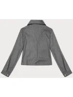 Šedá krátka pruhovaná rebrovaná bunda s ozdobnými gombíkmi (244002) Šedá krátka pruhovaná rebrovaná bunda s ozdobnými gombíkmi (244002)