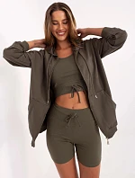 Dámsky trojdielny základný khaki set (7742)