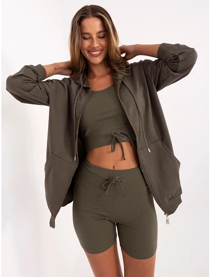 Dámsky trojdielny základný khaki set (7742) Dámsky trojdielny základný khaki set (7742)