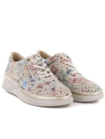 Dámské kožené polobotky na podpatku béžové barvy model 22021902 - VINCEZA