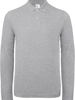 B&C ID.001 LSL Pánské piqué polo s dlouhým rukávem model 22421390 heather grey