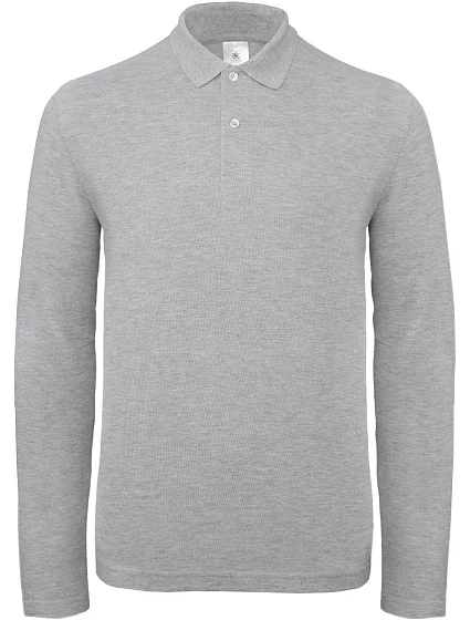 B&C ID.001 LSL Pánske polo s dlhým rukávom z piké 01.0I12 heather grey B&C ID.001 LSL Pánske polo s dlhým rukávom z piké 01.0I12 heather grey