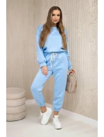 Súprava tepláky + nohavice maslová látka modrá