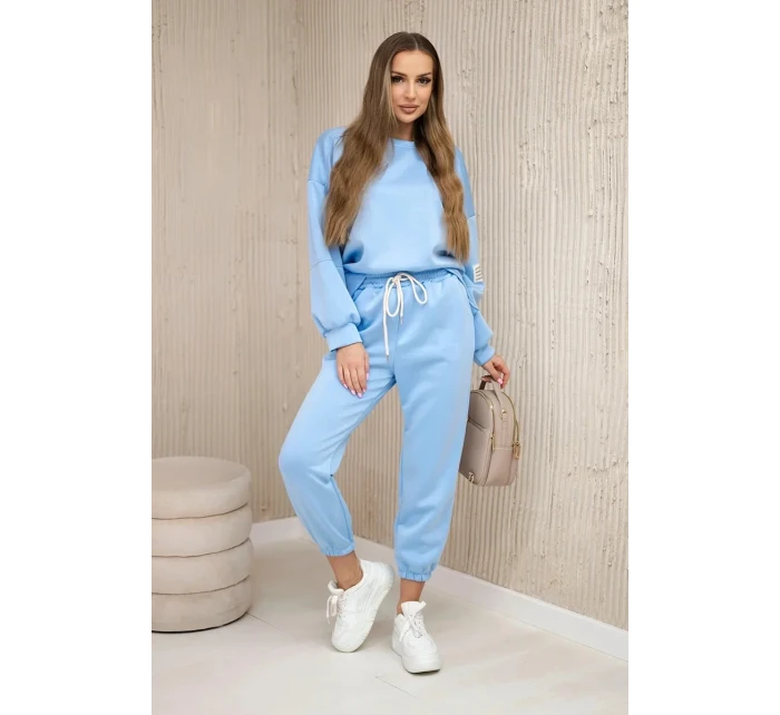 Súprava tepláky + nohavice maslová látka modrá