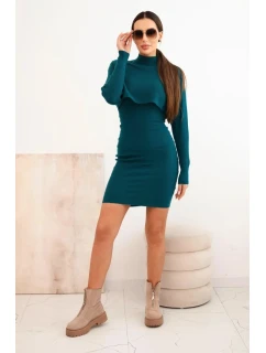 Dámský komplet viskózová blůza s šaty mořská