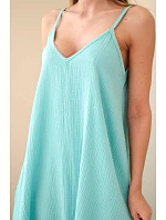 Mušelínové šaty bez ramienok mätová