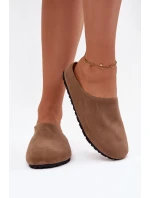 Dámské pantofle z eko semiše Khaki Kalvess