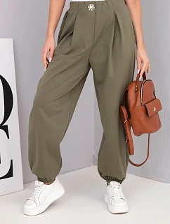 Dámské bavlněné kalhoty model 22182687 khaki - Kesi