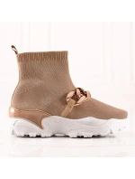 Trendy hnedé dámske tenisky bez podpätku