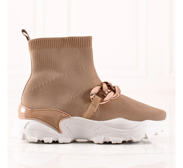 Trendy hnedé dámske tenisky bez podpätku