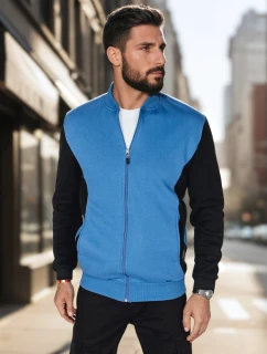 Pánska mikina na zips so stojacím golierom modrá FashionStreet BX5905