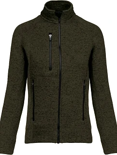 Kariban K 9107 Dámska melírovaná pletená fleecová bunda 20.9107 tmavá khaki melírovaná