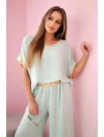 Viskózový komplet se zlatým lemováním tmavá máta Viskózový komplet se zlatým lemováním tmavá máta