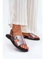 Dámské Ploché Sandály S Dekorativním Detalem Stříbrné model 21697232 - VINCEZA