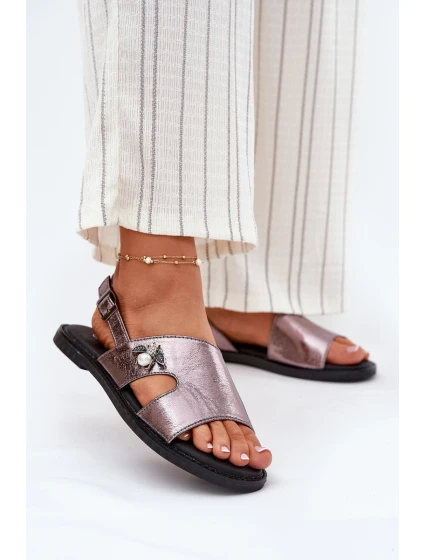 Dámské Ploché Sandály S Dekorativním Detalem Stříbrné model 21697232 - VINCEZA