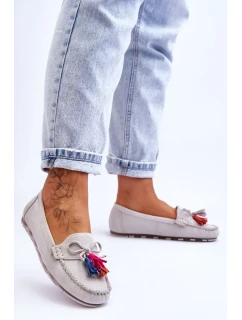 Semišové Mokasíny S Mašlí A Třásněmi šedá Dorine