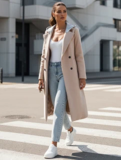 dámský oversize kabát s kapucí béžový Dstreet model 21981944 - FashionStreet